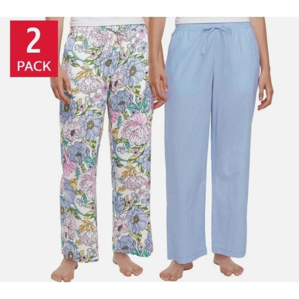 GAP Women's Relaxed Fit Cotton PJ Pant, 2-Pack, Blue, Size: Large, NWOT